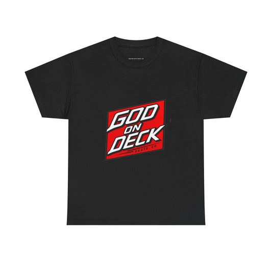 Red God On Deck Skate. Co Logo t-shirt